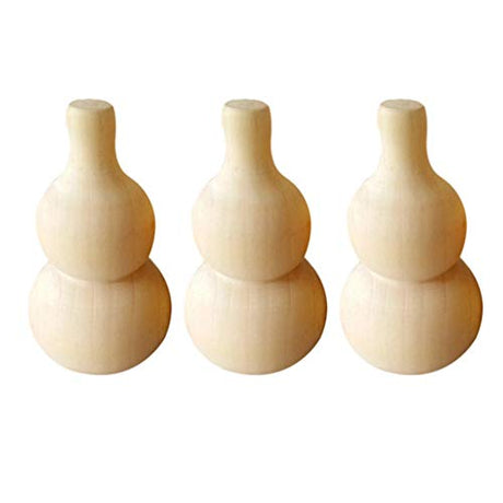 Healifty 3pcs Blank peg Dolls House Ornaments wu Figurine Unfinished Wood Gourd Garden Gourd Statue Unfinished Doll Gourd Figurine Cake Decorations Healifty