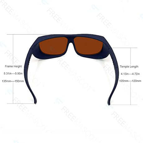 FreeMascot OD 4+ 190nm-550nm / 800nm-1100nm Wavelength Professional Laser Safety Glasses for 405nm, 450nm, 532nm, 808nm,980nm,1064nm, 1080nm, 1100nm FreeMascot