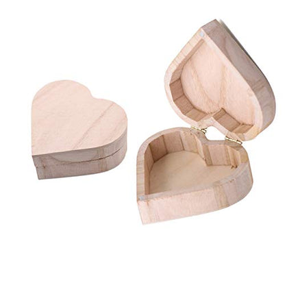 MIAO YUAN 2PCS Unfinished Heart Shape Unpainted DIY Storage Box Wood Craft Box Organizer for Jewelry Box Gift Box Artist Tool - WoodArtSupply