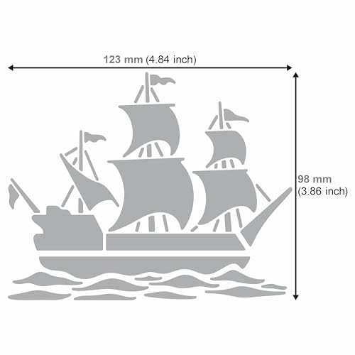 Aleks Melnyk No.474 Metal Stencil, Sailing Ship, Pirate Transport, Small Stencil, 1 PC, Template for Wood Burning, Engraving, Crafting, Scrapbook - WoodArtSupply