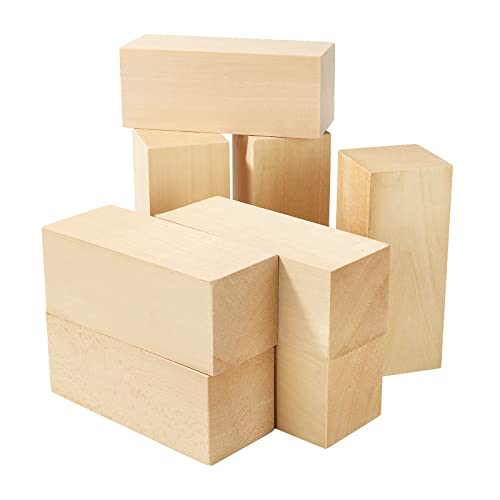 CYEAH 8 PCS Basswood Carving Block, 5 x 2 x 2 Inch Basswood for Wood Carving, Whittling Wood Carving Wood Blocks, Unfinished balsa Wood Blocks for