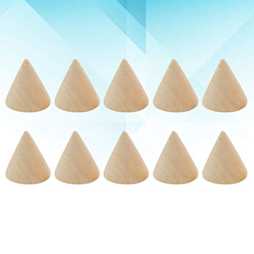 SUPVOX 10pcs Natural Wood Cone Ring Holders Unpainted Wooden Cones to Craft Paint Jewelry Display Stand 3.1cm