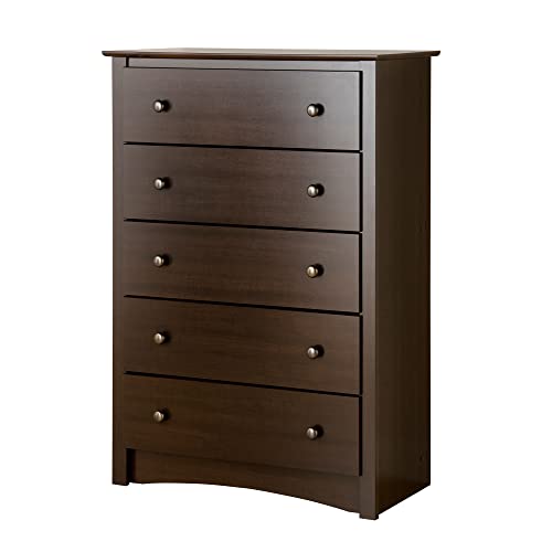 Prepac Fremont Superior 5-Drawer Chest for Bedroom - Spacious and Stylish Chest of Drawers, Measuring 16"D x 31.5"W x 45.25"H, In Espresso Finish - WoodArtSupply