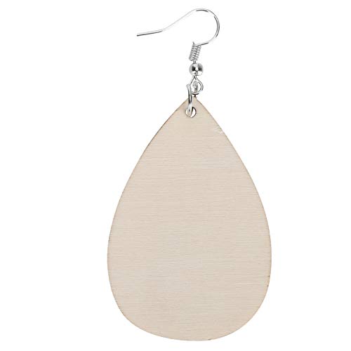 60 Pieces Unfinished Wooden Earrings Blank, Teardrop Tapered Round Earrings Pendants with 60 Pieces Earring Hooks and 60 Pieces Jump Rings for HERCHR