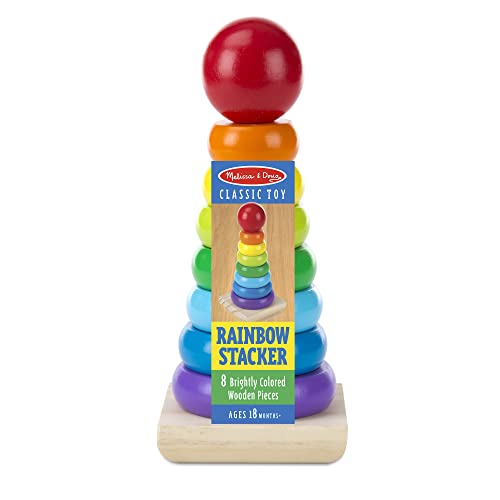 Melissa & Doug Rainbow Stacker Wooden Ring Educational Toy - Wooden Rainbow Stacking Rings Baby Toy, Stacker Toys For Infants And Toddlers Melissa & Doug