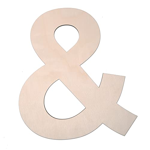 12 Inch Wooden Symbol &, 1/4 Inch Thick Large Unfinished Wood Letter for DIY Crafts Home Wall Decor