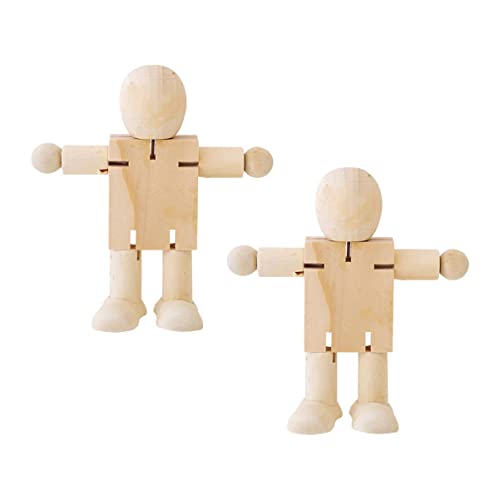 ARTIBETTER 6 Pcs Joint Puppet Toys Artist Wooden Tiny Doll Bodies Painting Graffiti Unfinished People Bodies Unfinished Wooden Robot Bodies Kids ARTIBETTER