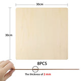 FSWCCK Pack of 8 PCS 12 x 12 Inch Craft Wood, Plywood Board Basswood Sheets, Perfect for DIY Projects, Drawing, Painting, Laser, Wood Burning, Wood FSWCCK