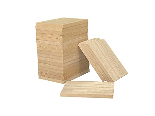 36 Pieces Unifinished Wooden Cutouts for Crafts,2.5 x 3.5 Inches Regtangle Shape, 6.4mm 1/4th Inch Thick Unfinished Wood Tiles Cregugua