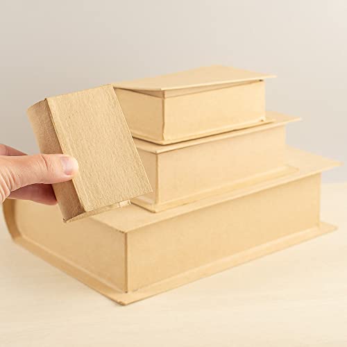 Factory Direct Craft Set of 4 Paper Mache Book Shaped Keepsake Boxes DIY Storage Box Set to Paint and Decorate Unfinished Books with Secret Factory Direct Craft