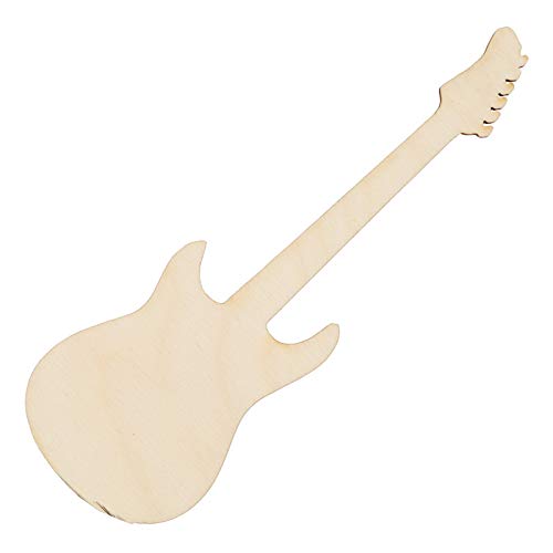 Factory Direct Craft Pack of 12 Unfinished Wood Electric Guitar Cutouts - Rock and Roll Blank Wooden Music Instrument Shape for DIY Craft Projects - WoodArtSupply