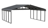 Arrow Carports Galvanized Steel Carport, Double Car Metal Carport Kit, 20' x 20' x 9', Charcoal Arrow