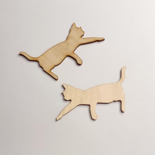 Set of 4 Unfinished Wooden Playful Cats Reaching Different Sizes 4'',6'',8'' and 12'',Cat Blank Cutout for DIY Wreath,Crafts Wall Decoration Pendants RUIXUAN