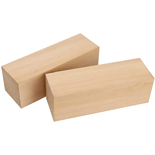 MANCHAP 10 Pack 6 x 2 x 2 Inch Basswood Carving Blocks, Soft Solid Unfinished Wood Whittling Blocks, Basswood Square Wood Blocks for Carving and