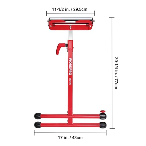 WORKPRO Folding Roller Stand Height Adjustable, Heavy Duty 250 LB Load Capacity, Outfeed Woodworking - WoodArtSupply