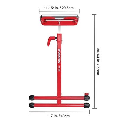 WORKPRO Folding Roller Stand Height Adjustable, Heavy Duty 250 LB Load Capacity, Outfeed Woodworking - WoodArtSupply