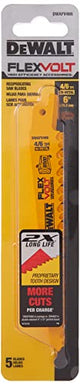 DEWALT FLEXVOLT Reciprocating Saw Blades, 5-Pack, 6”, 6TPI, Stainless Steel (DWAFV466) DEWALT