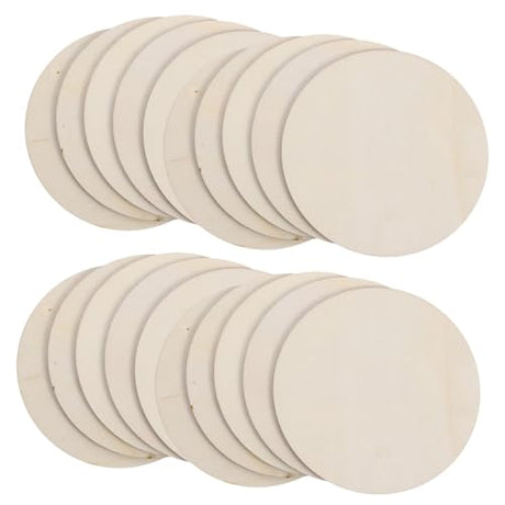 Operitacx 20pcs DIY Graffiti Wood Chips DIY Wooden Board DIY Embellishments Cutout Natural Wood Chips Wood Tiles Unfinished Wood Tags Round Wooden Operitacx