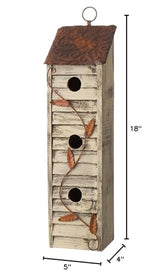Glitzhome JK90154 3-Tier Hanging Bird House Wooden Window Shutters Birdhouse 18 Inch Tall, White glitzhome
