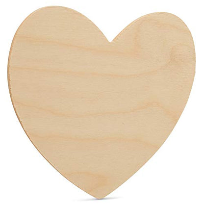 DIY Wooden Heart Cutouts for Crafts 5-1/2 inch, 1/8 inch Thick, Pack of 5 Unfinished Shapes for Valentines Day Décor, by Woodpeckers