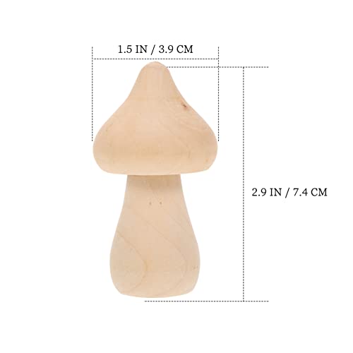 COHEALI 10pcs Wooden Mushroom Balnk Mushroom Model Unfinished Wood Toy Wooden Peg Dolls Unpainted Wood Figures Mushroom Toys Dining Table Decor