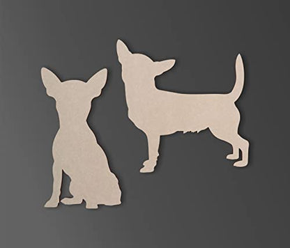 Wooden Chihuahua Dog Silhouette Cutouts (2 Pack) -Unfinished Wood Dog Lovers Gift - WoodArtSupply