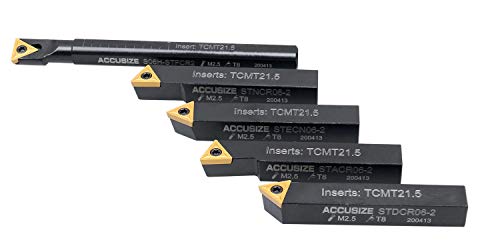 Accusize Industrial Tools 3/8" 5ps/set Indexable Turning Tool Set (4Ps turning + 1 PC boring), 2386-0038 Accusize Industrial Tools