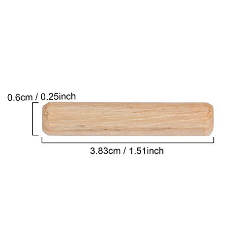ZOENHOU 1000 PCS 6mm x 1 1/2‘’ Wooden Dowel Pins, Straight Dowel Rods Made of Hard Wood, Fluted Wood Dowel Plugs with Beveled Ends Tapered for Easy ZOENHOU