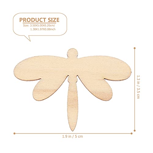 HEALLILY 60 Pcs Unfinished Wood Slices, Christmas Ornaments Wood Kit, Dragonfly Shape Natural Wooden DIY Crafts for Xmas Holiday 2