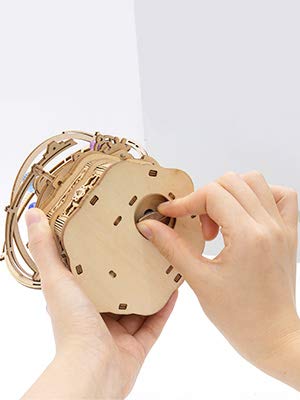 Hands Craft DIY 3D Music Box Wooden Puzzle – Gear Driven, Starry Night Laser Cut Assembly Model Building Kit Brain Teaser Puzzles Educational STEM Hands Craft