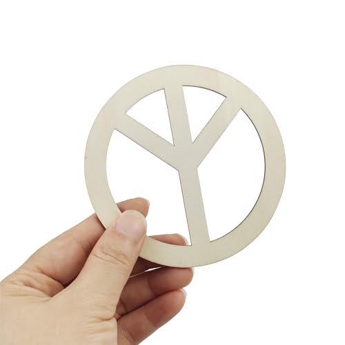 30 Pack 4 Inch Wood Peace Sign Unfinished Wood Wood Cutouts Wooden Peace Sign Hanging Ornaments DIY Peace Craft Gift Tags for Home Party Decoration