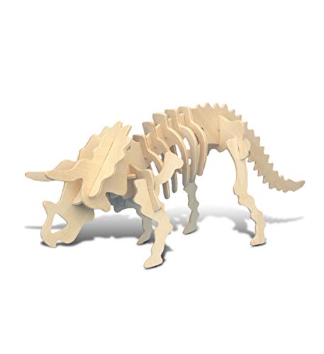 Puzzled 3D Puzzle Triceratops Dinosaur Wood Craft Construction Model Kit Fun & Educational DIY Wooden Toy Assemble Dino Model Unfinished Craft Hobby Puzzled