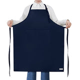 ROTANET Extra Large Apron for Men Adjustable Bib Apron with 2 pockets Cooking Apron for Women Chef Water & Oil Resistant Navy Blue ROTANET