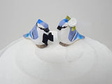 Blue Jay Bird Cake Topper Bride & Groom Love Wedding Engagement Anniversary Carved Wood Statue Selsela