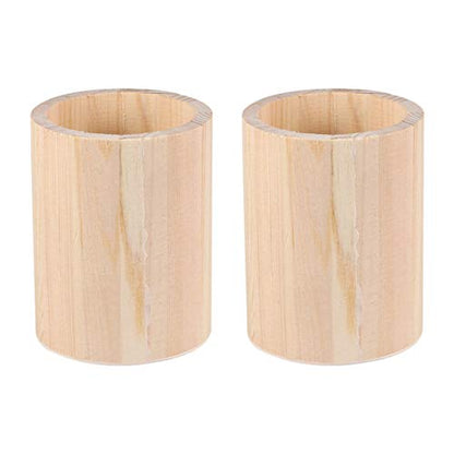 Didiseaon 2 Pcs Unfinished Wooden Pencil Holder Container Wood Desk Pen Holder Stand Pencil Cup Makeup Brush Holder Stationery Storage Box Case