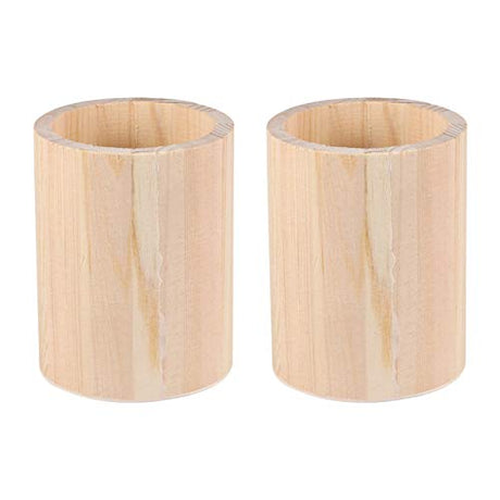 Didiseaon 2 Pcs Unfinished Wooden Pencil Holder Container Wood Desk Pen Holder Stand Pencil Cup Makeup Brush Holder Stationery Storage Box Case Didiseaon