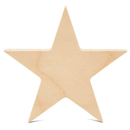 Chunky Wood Stars for Crafts 4-inch, Pack of 10 Wooden Craft Shapes for July 4th & Christmas Bulletin Board Decorations, by Woodpeckers - WoodArtSupply