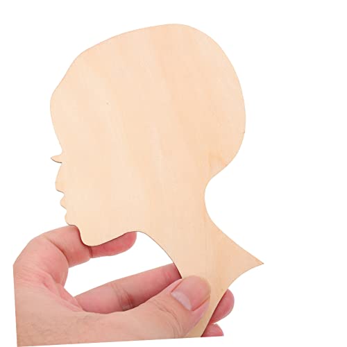 EXCEART 10pcs Painting Wood Chips Wooden Silhouette Head Wood Painting Crafts Mother Day Door Sign Wood Bead Wreath Doll Heads for Crafts Mother and EXCEART
