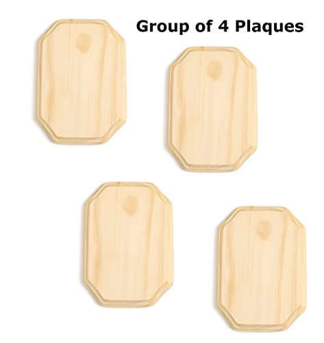 Pack of 4 Unfinished Wood Beveled Edge French Rectangle Plaques from Factory Direct Craft - Blank Wooden Rectangle Signs for DIY Crafts and Projects - WoodArtSupply