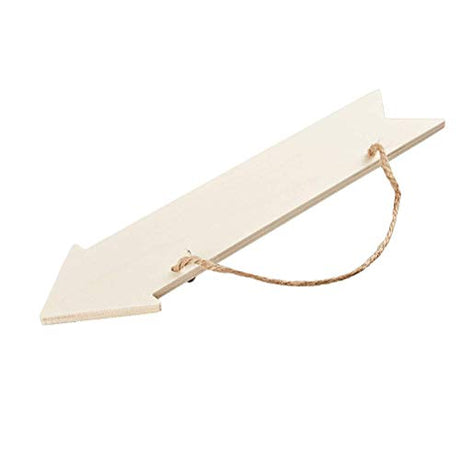JANOU 3pcs Unfinished Wood Sign Blank Arrow Shape Hanging Wooden Plaque DIY Craft Project Wood Sign with Rope Door Wall Art Decorative, 3x11 Inch JANOU