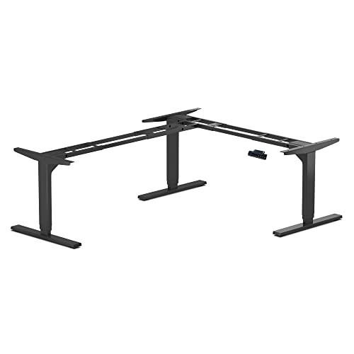 Standing Desk Corner Frame. Adjustable Height and Width Legs with Triple Electric Motors for Home Office L Shaped Desk FLT-05 Black - WoodArtSupply