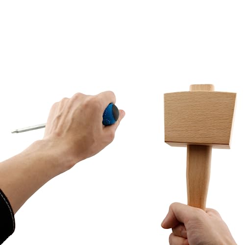Hordion 1Pcs 9.6 Inch Wooden Mallet Hammer Wood, Ice Hammer Wood Heavy Duty, Beech Mallet Woodworking Carving, Solid Beechwood Hand Tool for Hordion