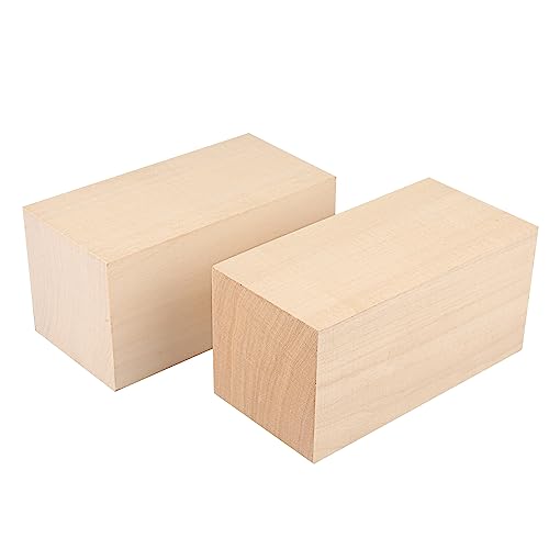 2 Pack Basswood Carving Blocks, 6x3x3 Inches Basswood Blocks for Beginner to Advanced Carvers, Ideal for DIY Projects and Gifts, Soft and Smooth, GNIEMCKIN