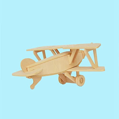 TOYANDONA 3 Pack Wooden DIY Crafts Plane, Mini Assemble Painting Airplane Model Toys Wood 3D Puzzles Construction Kits for Kids School Craft Decor - WoodArtSupply