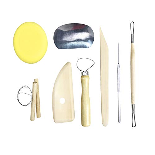 8pcs Ceramic Clay Tools Set, Pottery & Polymer Clay Tools Kits, Wooden Sculpting Clay Tools Combinations for Pottery Modeling, Smoothing. WedFeir