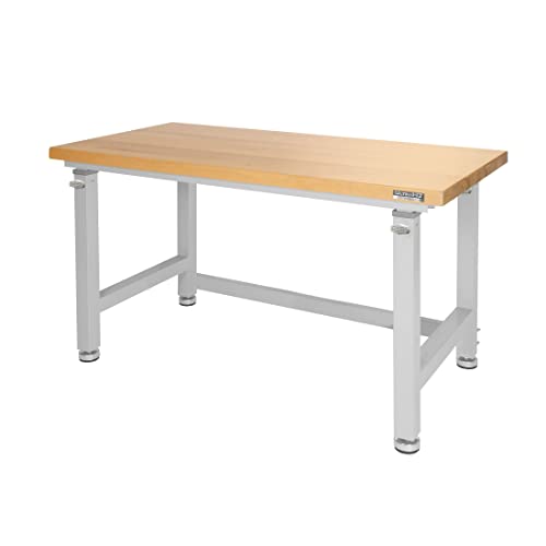 Seville Classics UltraHD Heavy Duty Workbench Table w/ Solid Wood Top, 1000 lbs. Weight Capacity Workstation for Garage, Warehouse, Workshop, Seville Classics