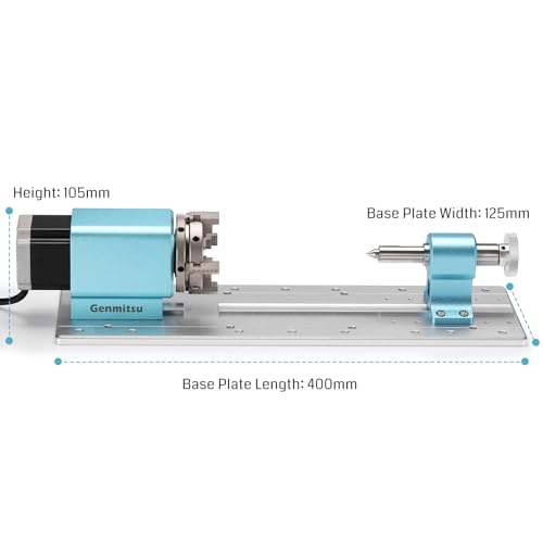 Genmitsu Rotary Module Kit for Prover XL 4030 V1/Prover XL 6050 Plus CNC Router Machine with NEMA23 Planetary Geared Stepper Motor, 4 Jaw Chuck, 10:1 - WoodArtSupply