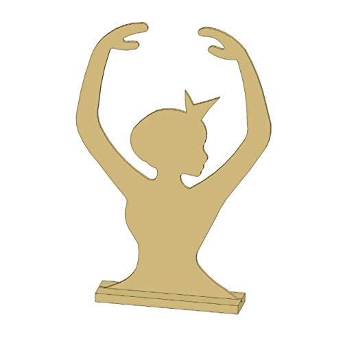 Ballerina Top with Stand Cutout Unfinished Wood Book End Party Decor Kids Craft MDF Shaped Canvas Style 1 Diverse Woodworking