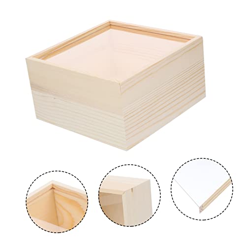 TEHAUX Box Storage Wooden Box Wood Crates Unfinished Kids Piggy Bank Wooden Case with Lid Shadow Display Case Kids Cookbook Wooden Jewelry Storage TEHAUX
