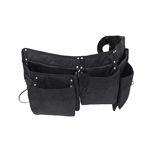 "11 Pocket Polyester Tool Belt - Black Work Apron for Real Tasks and Imaginative Play - Adjustable Poly Web Belt with Quick Release Buckle - Fits
